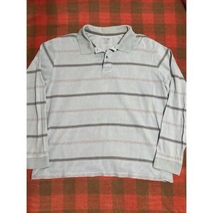 St Johns Bay Heritage Sueded Jersey Polo Mens XL Long Sleeve Stripe Cotton